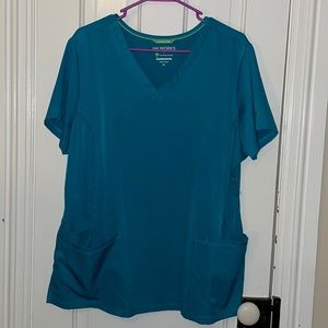 Healing Hands “Feel the Difference” Teal-ish Scrub Top